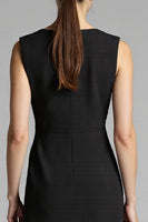 Laden Sie das Bild in den Galerie-Viewer, Schwarzes Satin A-Linie Midikleid mit Rüschen