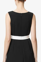 Laden Sie das Bild in den Galerie-Viewer, Schwarzes Langes Etui Arbeitskleid mit U-Boot-Ausschnitt