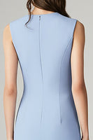 Laden Sie das Bild in den Galerie-Viewer, Himmelblaues Bodycon Midikleid mit V-Ausschnitt