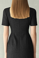 Laden Sie das Bild in den Galerie-Viewer, Schwarzes Midi Etui Arbeitskleid mit gekerbtem Revers