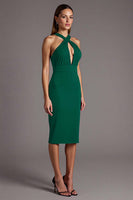 Laden Sie das Bild in den Galerie-Viewer, Burgunder Midi Etuikleid mit Kreuzausschnitt