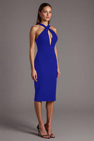 Laden Sie das Bild in den Galerie-Viewer, Burgunder Midi Etuikleid mit Kreuzausschnitt