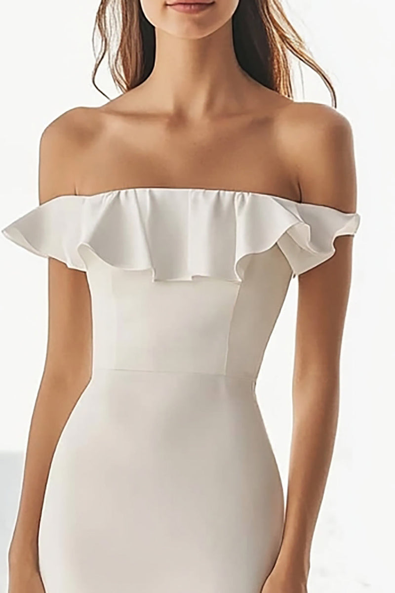 Laden Sie das Bild in den Galerie-Viewer, Elfenbein Schulterfreies Meerjungfrauen Standesamtkleid