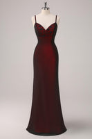 Laden Sie das Bild in den Galerie-Viewer, Schwarz Rot Etui Langes Spaghettiträger Ballkleid