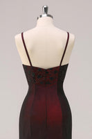 Laden Sie das Bild in den Galerie-Viewer, Schwarz Rot Etui Langes Spaghettiträger Ballkleid