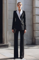 Laden Sie das Bild in den Galerie-Viewer, Schwarze 2-teilige Business Anzüge mit gekerbtem Revers