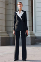 Laden Sie das Bild in den Galerie-Viewer, Schwarze 2-teilige Business Anzüge mit gekerbtem Revers und Ärmeln