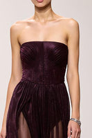 Laden Sie das Bild in den Galerie-Viewer, Kaffee Trägerloses Etui Langes Abendkleid