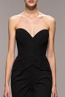 Laden Sie das Bild in den Galerie-Viewer, Meerjungfrau Schwarzes Herzausschnitt Langes Abendkleid mit Schlitz