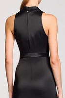 Laden Sie das Bild in den Galerie-Viewer, Schwarzes Langes Etui Arbeitskleid mit Revers