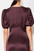 Laden Sie das Bild in den Galerie-Viewer, Dunkelrotes Etui Midi Kleid für Hochzeitsgäste