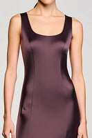 Laden Sie das Bild in den Galerie-Viewer, Braunes Midi Kleid für Hochzeitsgäste mit quadratischem Ausschnitt