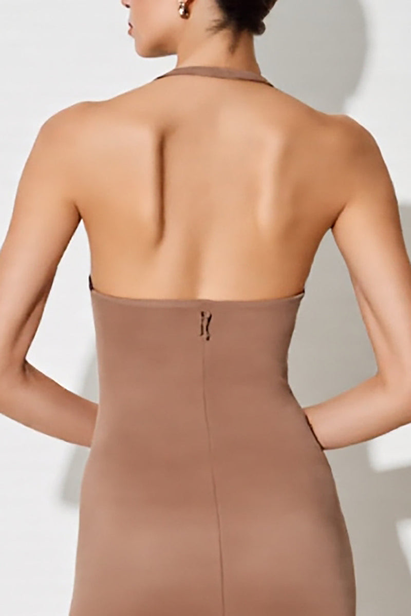 Laden Sie das Bild in den Galerie-Viewer, Desert Rose Neckholder Etui Langes Hochzeitsgastkleid