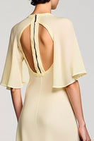 Laden Sie das Bild in den Galerie-Viewer, A Linie Aprikose Schlüsselloch Midi Kleid für Hochzeitsgäste