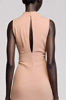 Laden Sie das Bild in den Galerie-Viewer, Meerjungfrau Rundhalsausschnitt Asymmetrisches Champagner Hochzeitsgastkleid