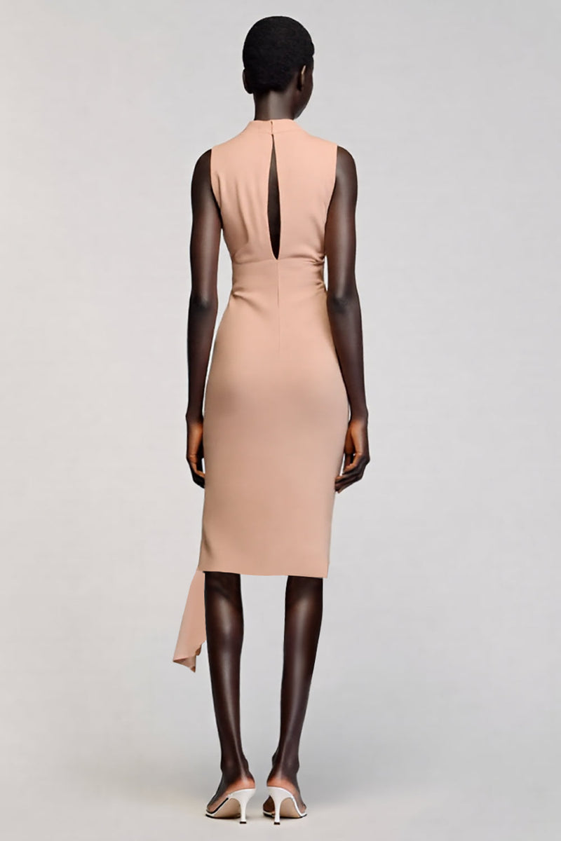 Laden Sie das Bild in den Galerie-Viewer, Meerjungfrau Rundhalsausschnitt Asymmetrisches Champagner Hochzeitsgastkleid