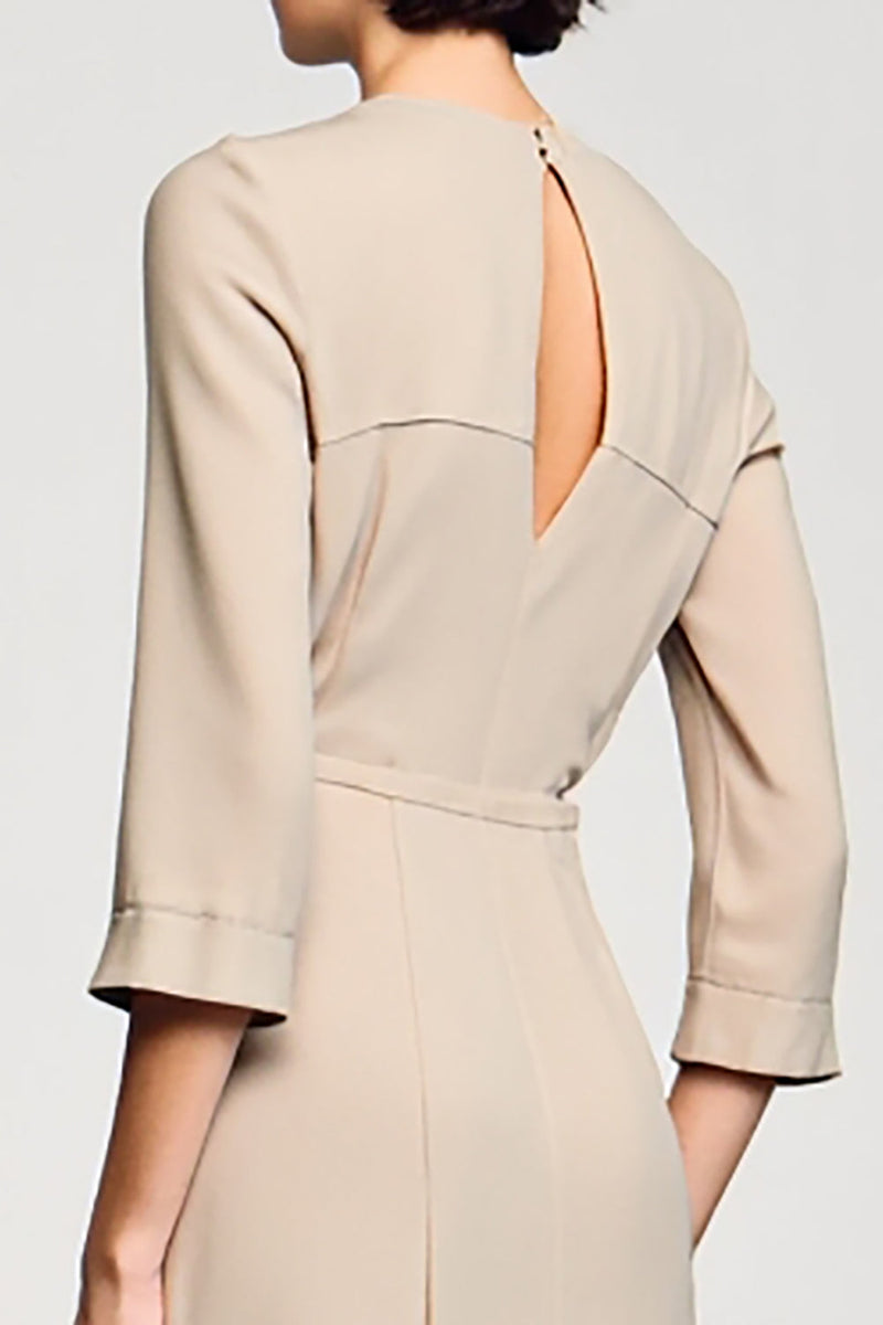 Laden Sie das Bild in den Galerie-Viewer, Aprikose A Linie Quadratischer Ausschnitt 3/4 Ärmel Hochzeitsgastkleid