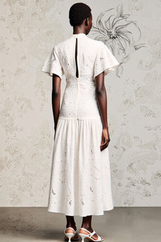 Weißes Spitze Kleid für Hochzeitsgäste in A-Linie