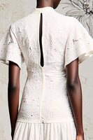 Laden Sie das Bild in den Galerie-Viewer, Weißes Spitze Kleid für Hochzeitsgäste in A-Linie