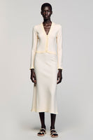 Laden Sie das Bild in den Galerie-Viewer, Elfenbein Etui Langärmeliges Hochzeitsgastkleid