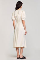 Laden Sie das Bild in den Galerie-Viewer, Aprikose Etui V-Ausschnitt Hochzeitsgastkleid mit Schlitz