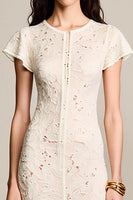 Laden Sie das Bild in den Galerie-Viewer, Spitze Aprikose A Linie Hochzeitsgastkleid