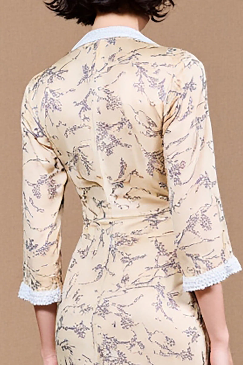 Laden Sie das Bild in den Galerie-Viewer, Druck Aprikose Etui Midi Hochzeitskleid für Gäste