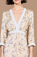 Laden Sie das Bild in den Galerie-Viewer, Druck Aprikose Etui Midi Hochzeitskleid für Gäste