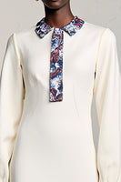 Laden Sie das Bild in den Galerie-Viewer, Elfenbein A-Linie Langarm Kleid für Hochzeitsgäste