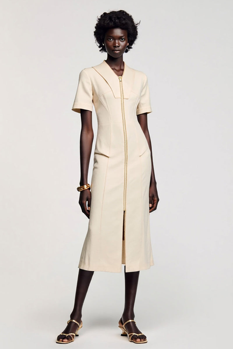 Laden Sie das Bild in den Galerie-Viewer, Aprikose Etui Teelänge Hochzeitsgastkleid