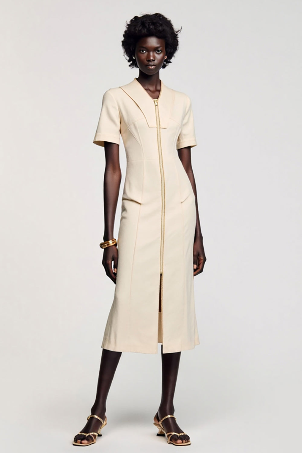 Aprikose Etui Teelänge Hochzeitsgastkleid