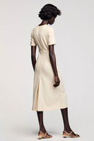 Laden Sie das Bild in den Galerie-Viewer, Aprikose Etui Teelänge Hochzeitsgastkleid