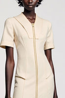 Laden Sie das Bild in den Galerie-Viewer, Aprikose Etui Teelänge Hochzeitsgastkleid