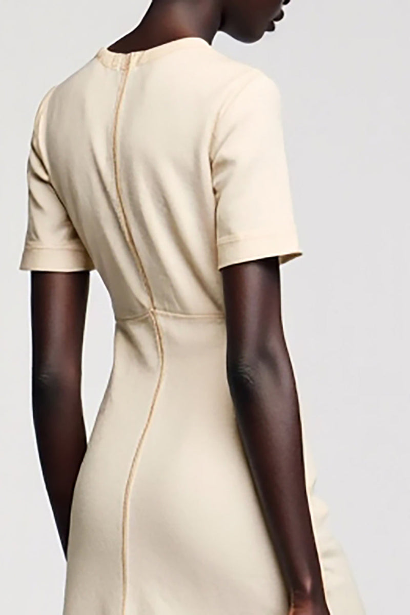 Laden Sie das Bild in den Galerie-Viewer, Aprikose Etui Teelänge Hochzeitsgastkleid