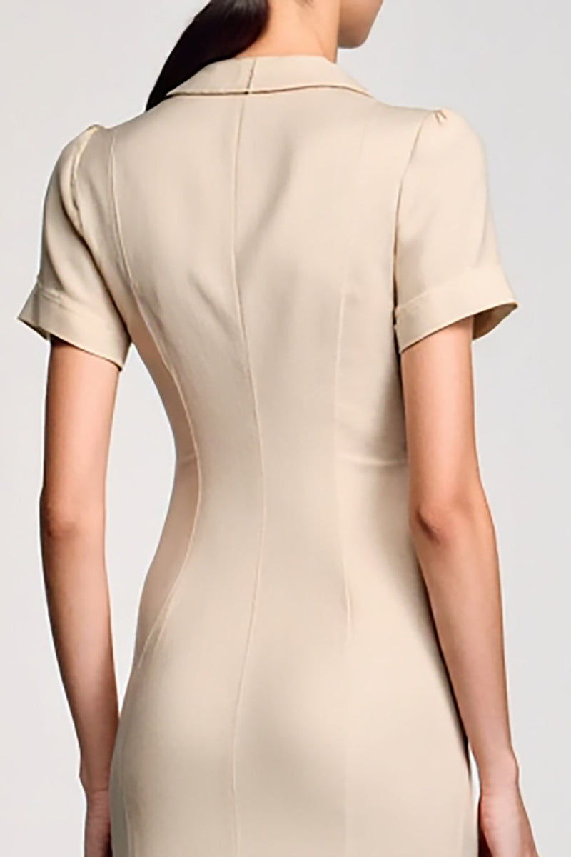 Laden Sie das Bild in den Galerie-Viewer, Aprikose Gekerbtes Revers Etui Hochzeitsgastkleid mit Schleife