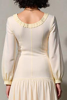 Laden Sie das Bild in den Galerie-Viewer, Elfenbein A-Linie Langärmeliges Kleid für Hochzeitsgäste