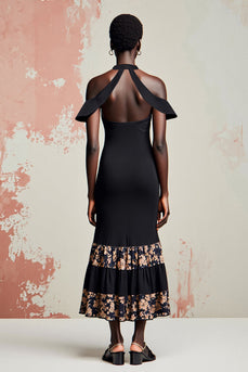 Schwarzes Etui Langes Hochzeitsgastkleid