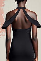 Laden Sie das Bild in den Galerie-Viewer, Schwarzes Etui Langes Hochzeitsgastkleid