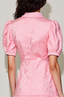 Laden Sie das Bild in den Galerie-Viewer, Rosa A-Linie Kurzes Hochzeitsgastkleid mit V-Ausschnitt