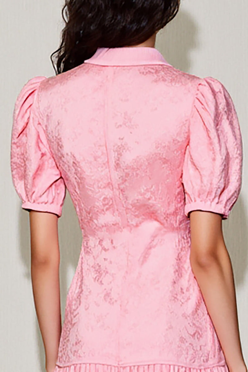 Laden Sie das Bild in den Galerie-Viewer, Rosa A-Linie Kurzes Hochzeitsgastkleid mit V-Ausschnitt