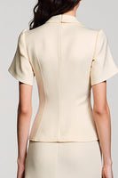 Laden Sie das Bild in den Galerie-Viewer, Aprikose Gekerbtes Revers A-Linie Hochzeitsgastkleid