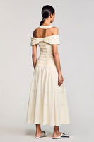 Laden Sie das Bild in den Galerie-Viewer, Aprikose Kalte Schulter A Linie Hochzeitsgastkleid