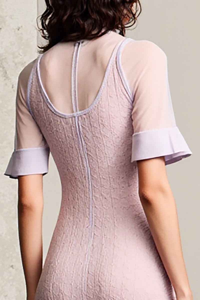 Laden Sie das Bild in den Galerie-Viewer, Rosa Einreihiges Hochzeitsgastkleid in A-Linie