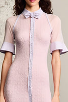 Laden Sie das Bild in den Galerie-Viewer, Rosa Einreihiges Hochzeitsgastkleid in A-Linie