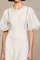 Laden Sie das Bild in den Galerie-Viewer, Elfenbein Chiffon Hochzeitskleid in A-Linie