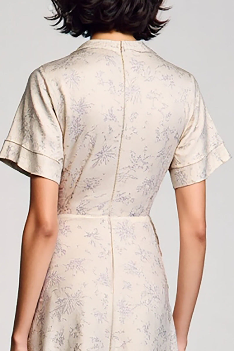 Laden Sie das Bild in den Galerie-Viewer, Aprikose Gekerbtes Revers A-Linie Hochzeitsgastkleid