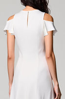 Laden Sie das Bild in den Galerie-Viewer, Weißes Kalte Schulter A Linie Hochzeitsgastkleid