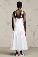 Laden Sie das Bild in den Galerie-Viewer, Weißes A Linie Spaghettiträger Hochzeitsgastkleid mit Blumen