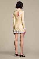 Laden Sie das Bild in den Galerie-Viewer, Champganer Bodycon Lange Ärmel Hochzeitsgastkleid