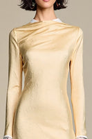 Laden Sie das Bild in den Galerie-Viewer, Champganer Bodycon Lange Ärmel Hochzeitsgastkleid